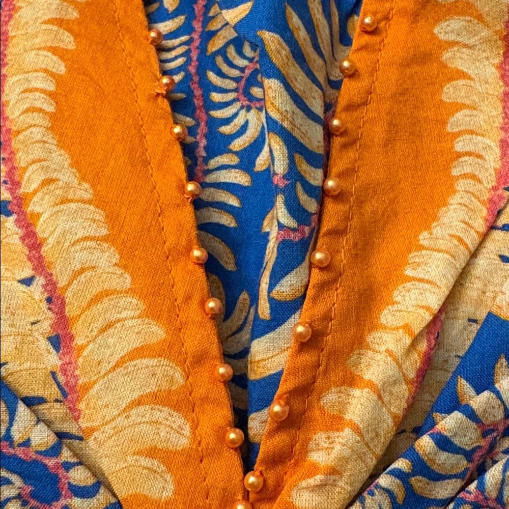FARM Rio for Anthropologie NWT Flutter Sleeve Top Blouse in Blue Flora Size XS - Picture 5 of 7
